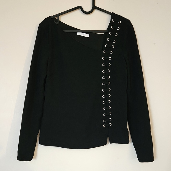 A.L.C. Luca Grommet Black Sexy Lace-Up Top - Picture 1 of 11